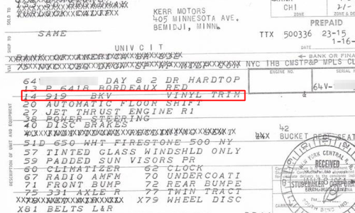 1964 Studebaker Daytona Order production slip paper trim option image.png