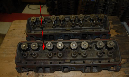 1965 - 1966 Studebaker 283ci V8 engine head casting number location.png