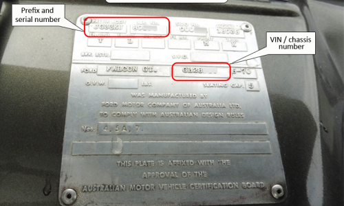1970 XW Falcon GT vehicle ID data plate image Serial number.png