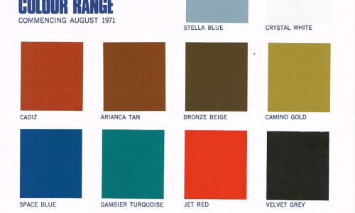 1971 Leyland Mini Clubman GT Australia paint colours chart.png
