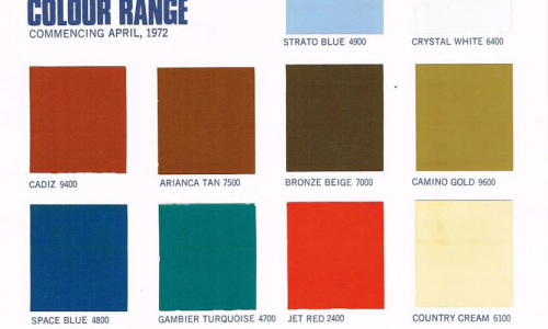 1972 Leyland Mini Clubman GT paint colour charts.png