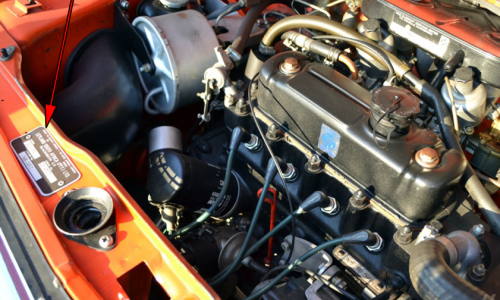 1979 Leyland Mini GTS chassis number code location.png