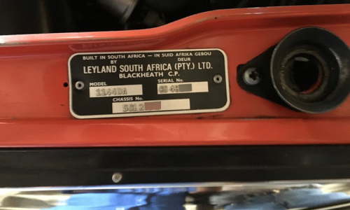 1979 Leyland Mini GTS chassis number data plate.png
