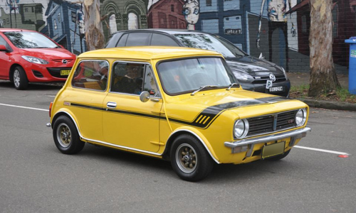 Australian Leyland Mini Clubman Bold as Brass yellow paint (2).png
