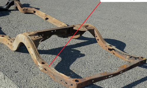 Chassis number partial stamping 1967 Pontiav GTO chassis.png