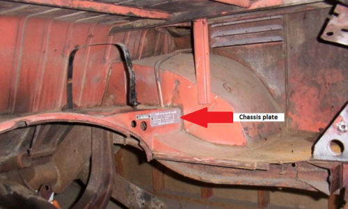 Chassis plate location Volkswagen Samba bus Microbus Deluxe 1956.png
