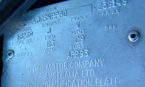 EB Ford Falcon GT vehicle data plate VIN.png