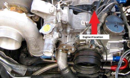 Engine number location Mazda RX-7 Spirit R 13B REW.jpg