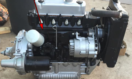 Engine number stamping in block face.png