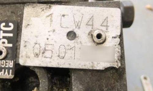 Engine number tag Peugeot 205 GTI block.png