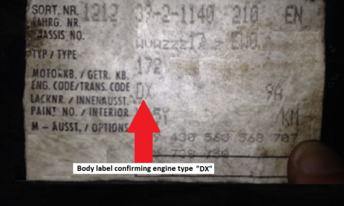 Engine type DX Golf GTI MK1 body label sticker.png