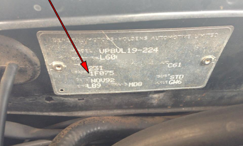 HSV VP GTS paint code location image vin plate 1992.png
