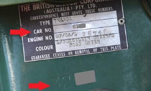 ID plate MK1 Morris Cooper S Australia chassis number.jpg