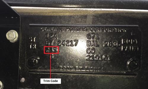 Interior data code plate 1967 Pontiac GTO.jpg