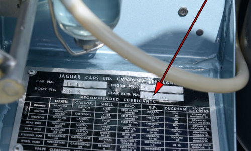 Jaguar E-Type XK-E gearbox location on data plate.png