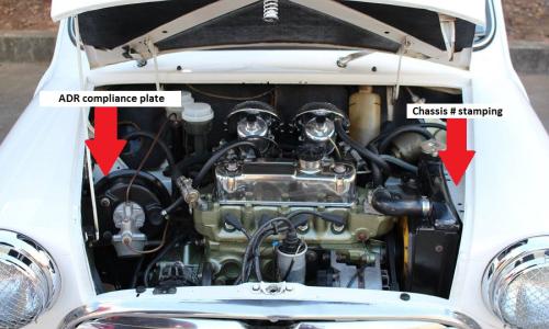 MK2 Morris Cooper S Australia engine bay chassis number location.jpg