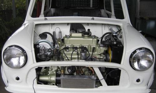 MK2 Morris Cooper S engine bay and oil cooler.jpg