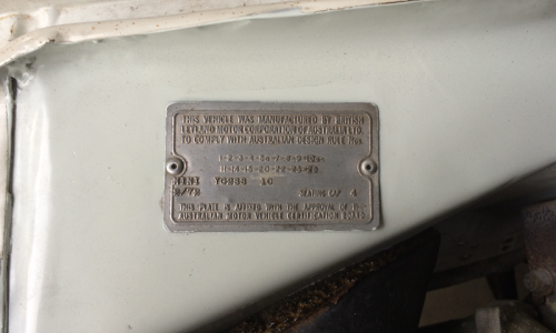 Mini Clubman GT compliance data plate Australia.png