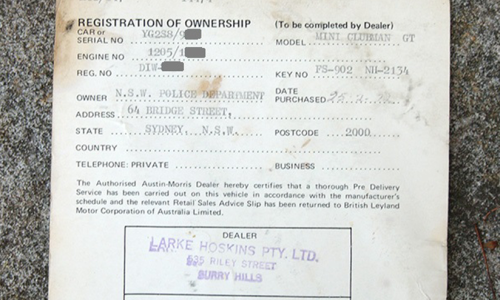 Mini Clubman GT police dealer issued documentation.png