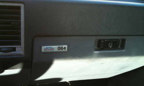 Nissan Skyline R31 GTS1 Silhouette Australia build number badge on glove box.png
