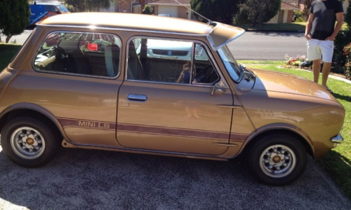 Nugget Gold Leyland Mini LS 998cc (2) brown stripes.png