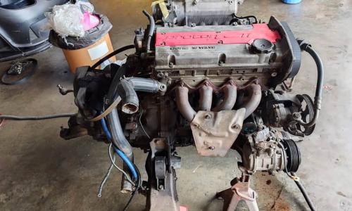 Proton Satria GTi engine and gearbox out of car image.jpg