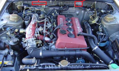 Silver DR30 RSX Turbo C sedan engine bay chassis number locations.jpg