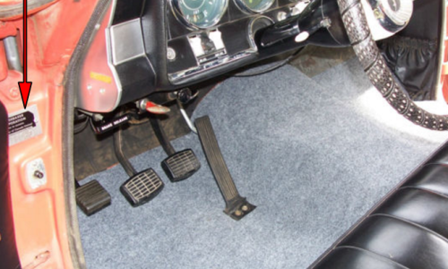 Studebaker Daytona Sports Sedan 1965 VIN plate location driver's door pillar.png