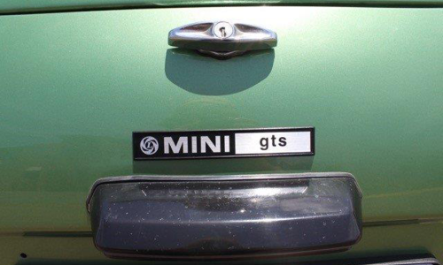 Trunk lid badge Leyland Mini GTS image.png