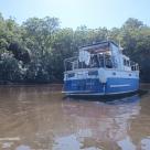 Sea Owl 40 foot timber Gentlemans Cruiser white over Blue hull Australia (44).jpg