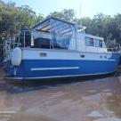 Sea Owl 40 foot timber Gentlemans Cruiser white over Blue hull Australia (45).jpg