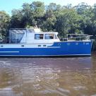 Sea Owl 40 foot timber Gentlemans Cruiser white over Blue hull Australia (46).jpg