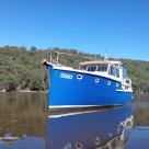 Sea Owl 40 foot timber Gentlemans Cruiser white over Blue hull Australia (48).jpg